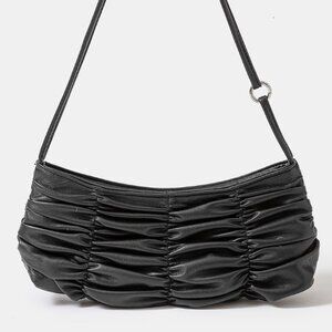 Fame‎ Segmented Pleated Faux Leather Hand Bag